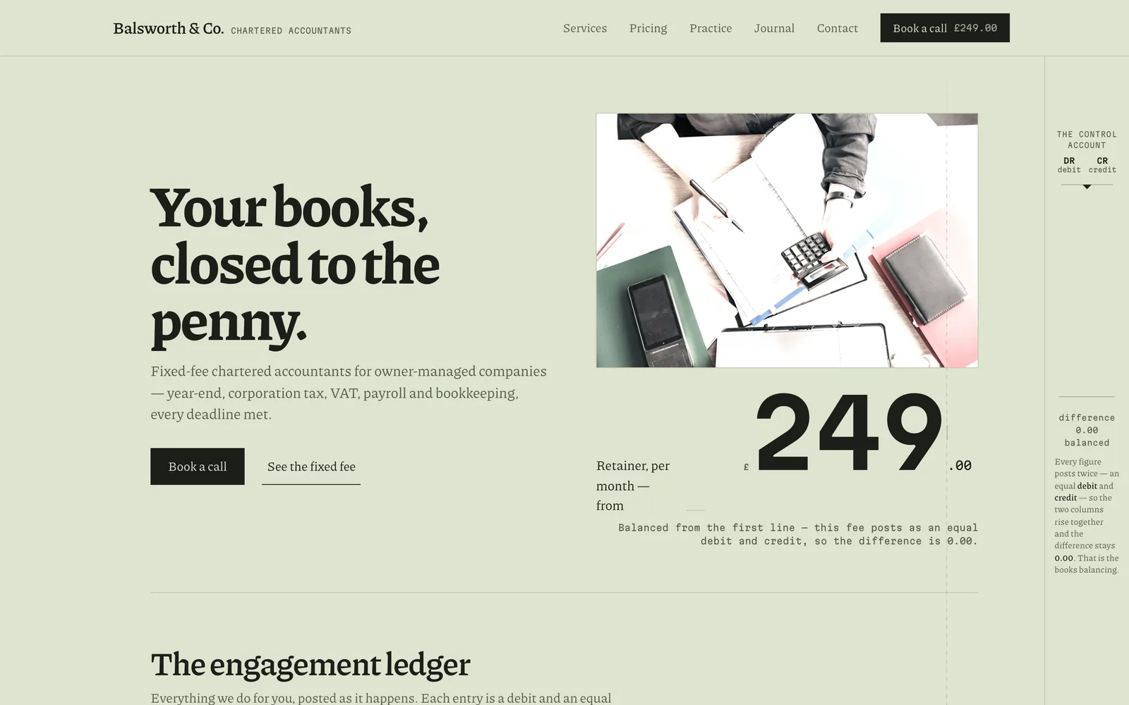 The Balsworth & Co. landing page at desktop width