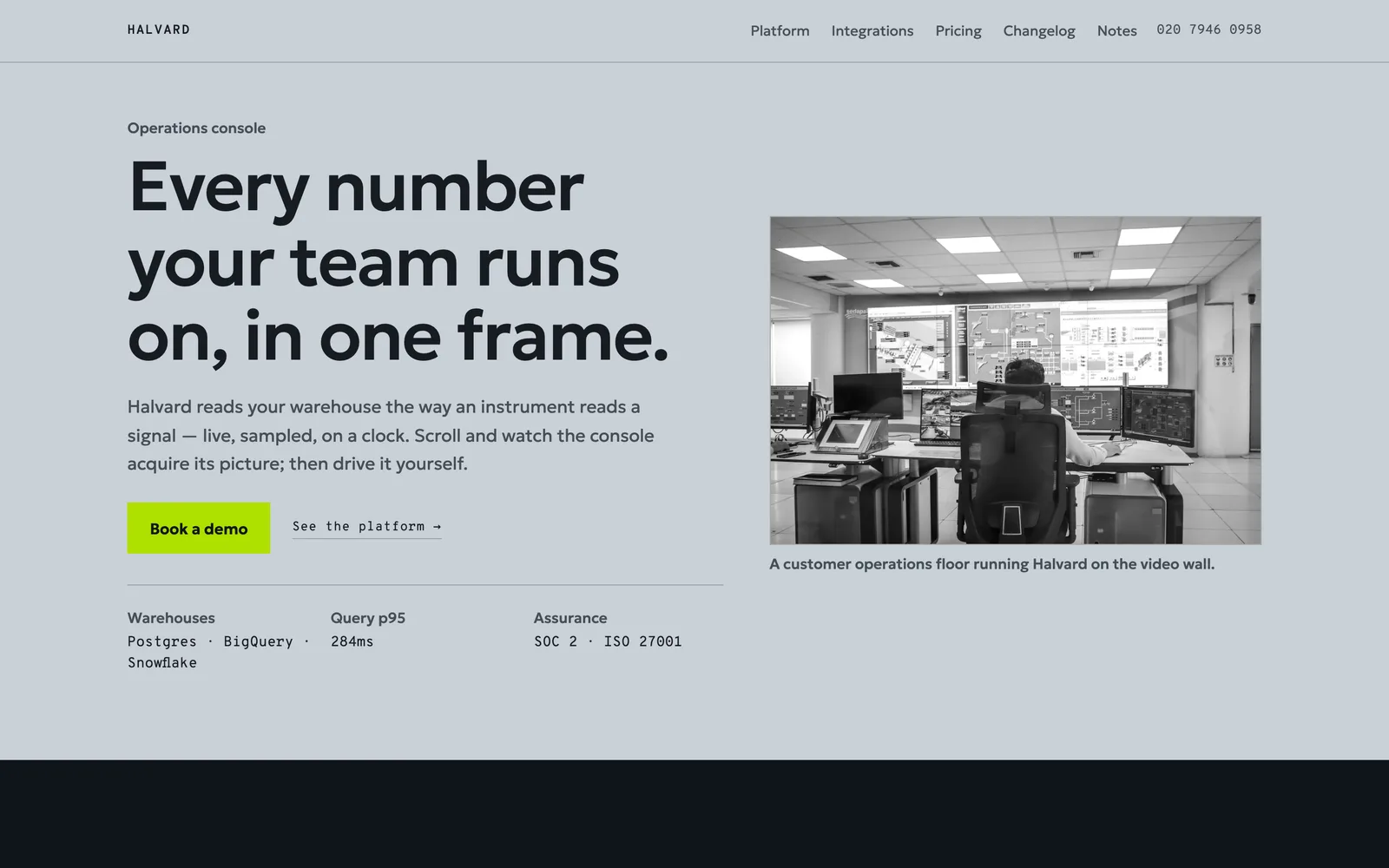 The HALVARD landing page at desktop width