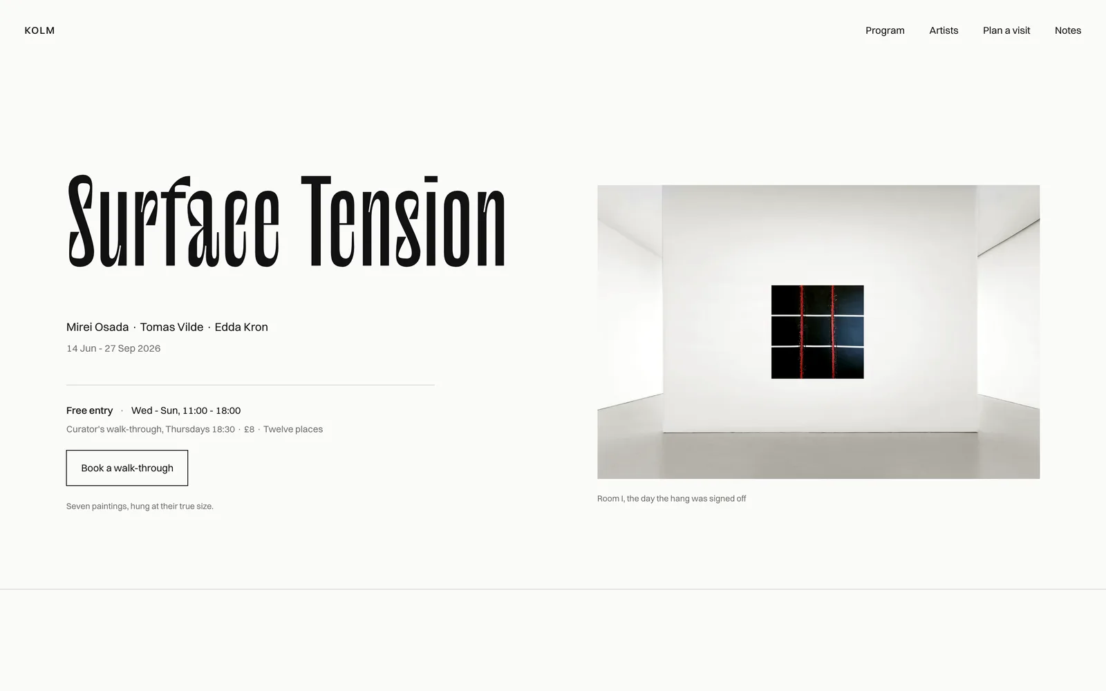 The KOLM landing page at desktop width