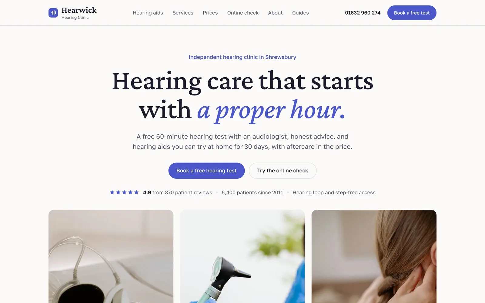 Audiologist Website Template — the HEARWICK HEARING CLINIC homepage