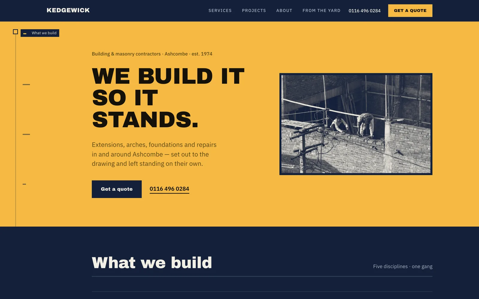 The KEDGEWICK landing page at desktop width