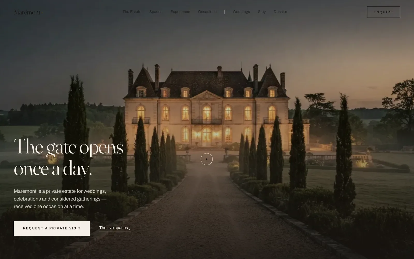 The Marémont landing page at desktop width