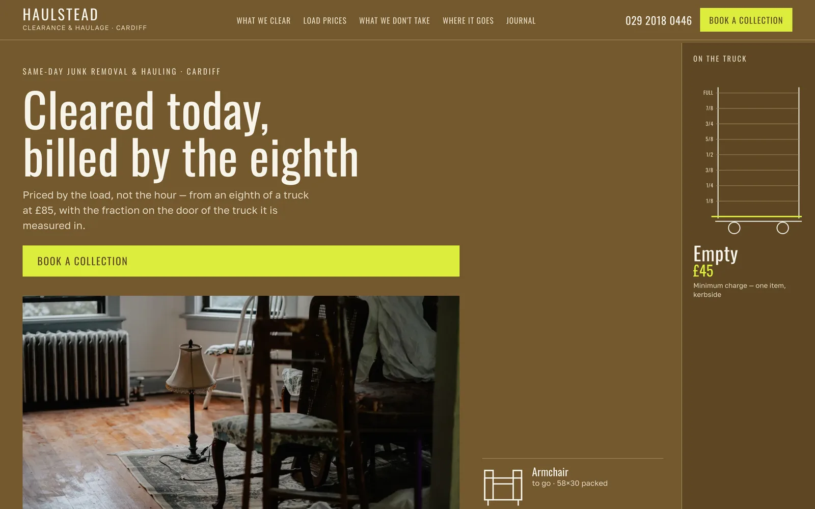 The HAULSTEAD CLEARANCE & HAULAGE landing page at desktop width