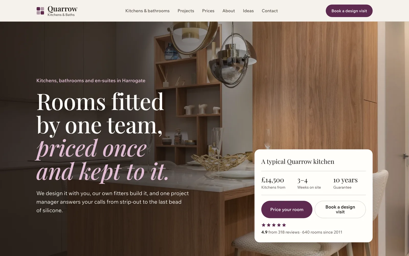 Kitchen Remodeling Website Template — the QUARROW KITCHENS & BATHS homepage