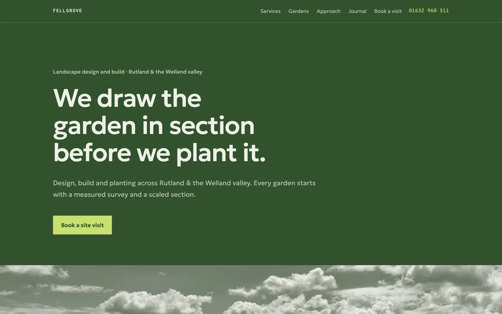 The FELLGROVE landing page at desktop width