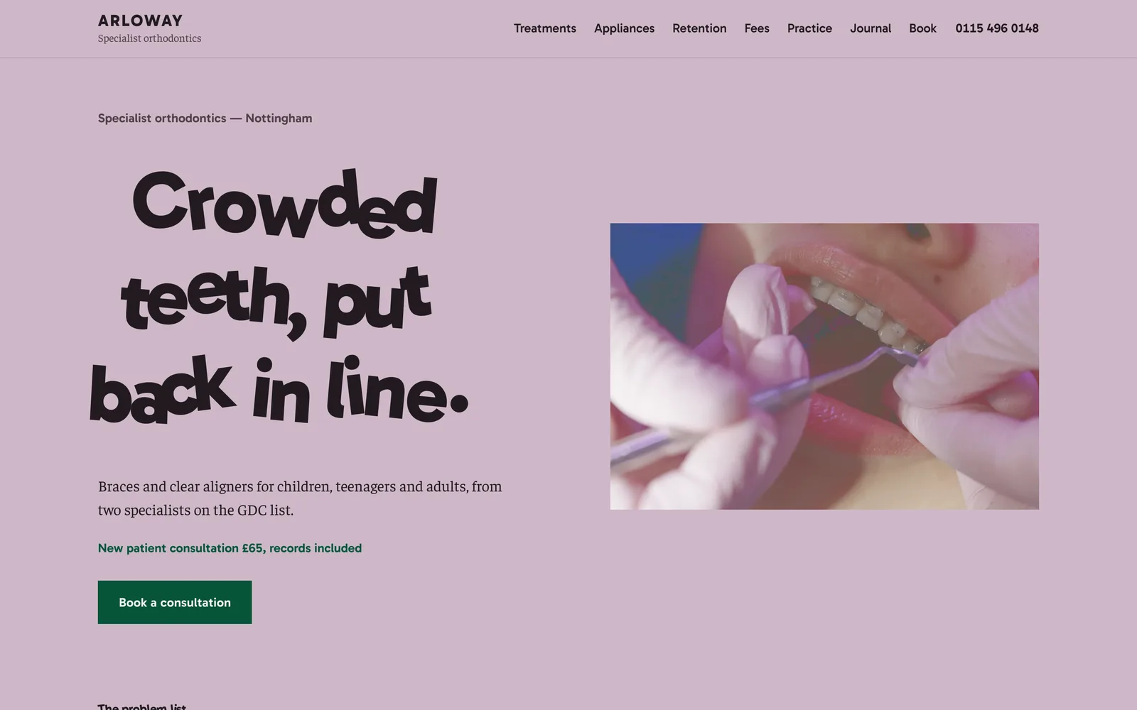 The ARLOWAY ORTHODONTICS landing page at desktop width