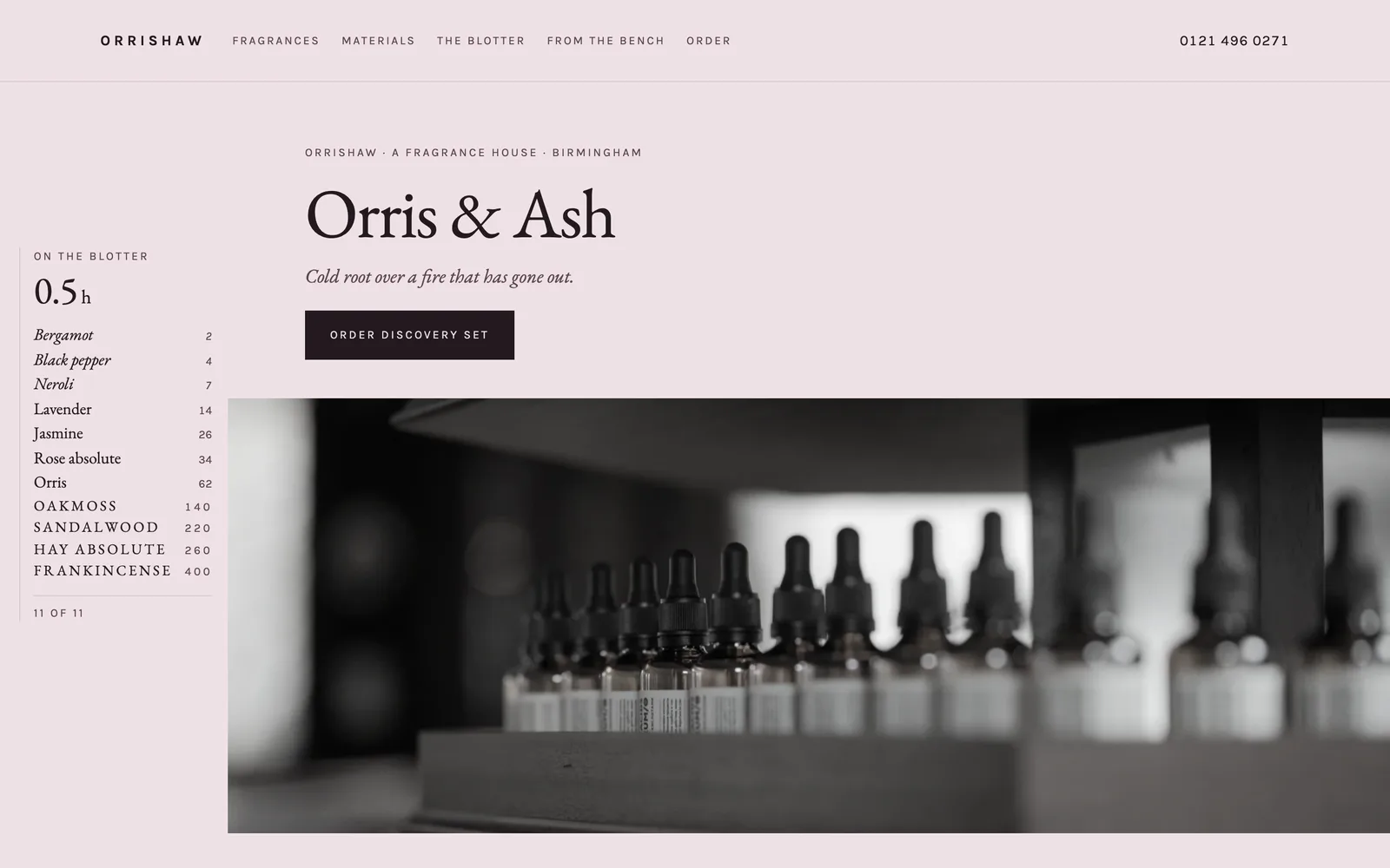 The ORRISHAW landing page at desktop width