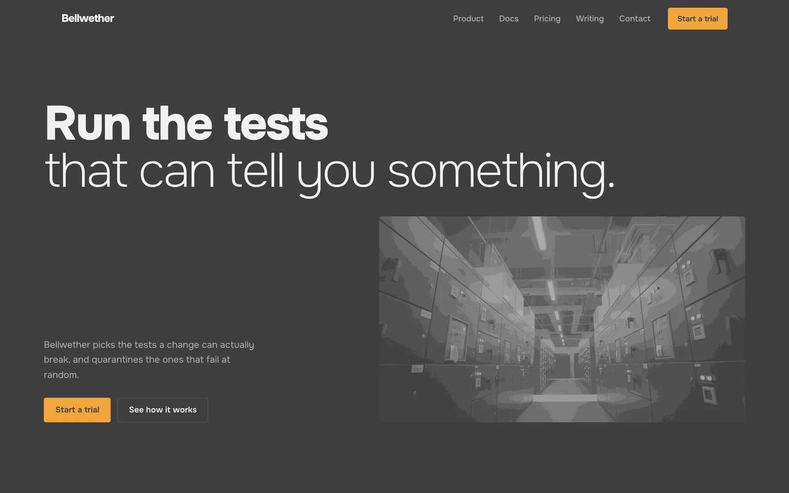 The BELLWETHER landing page at desktop width