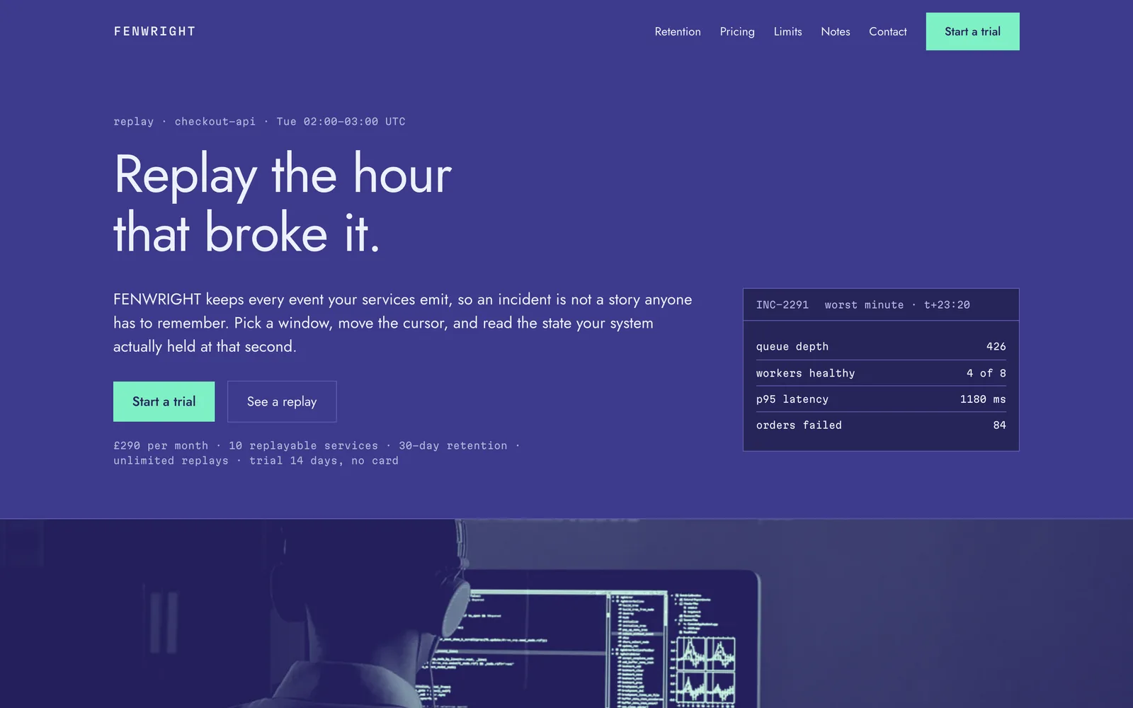 The FENWRIGHT landing page at desktop width