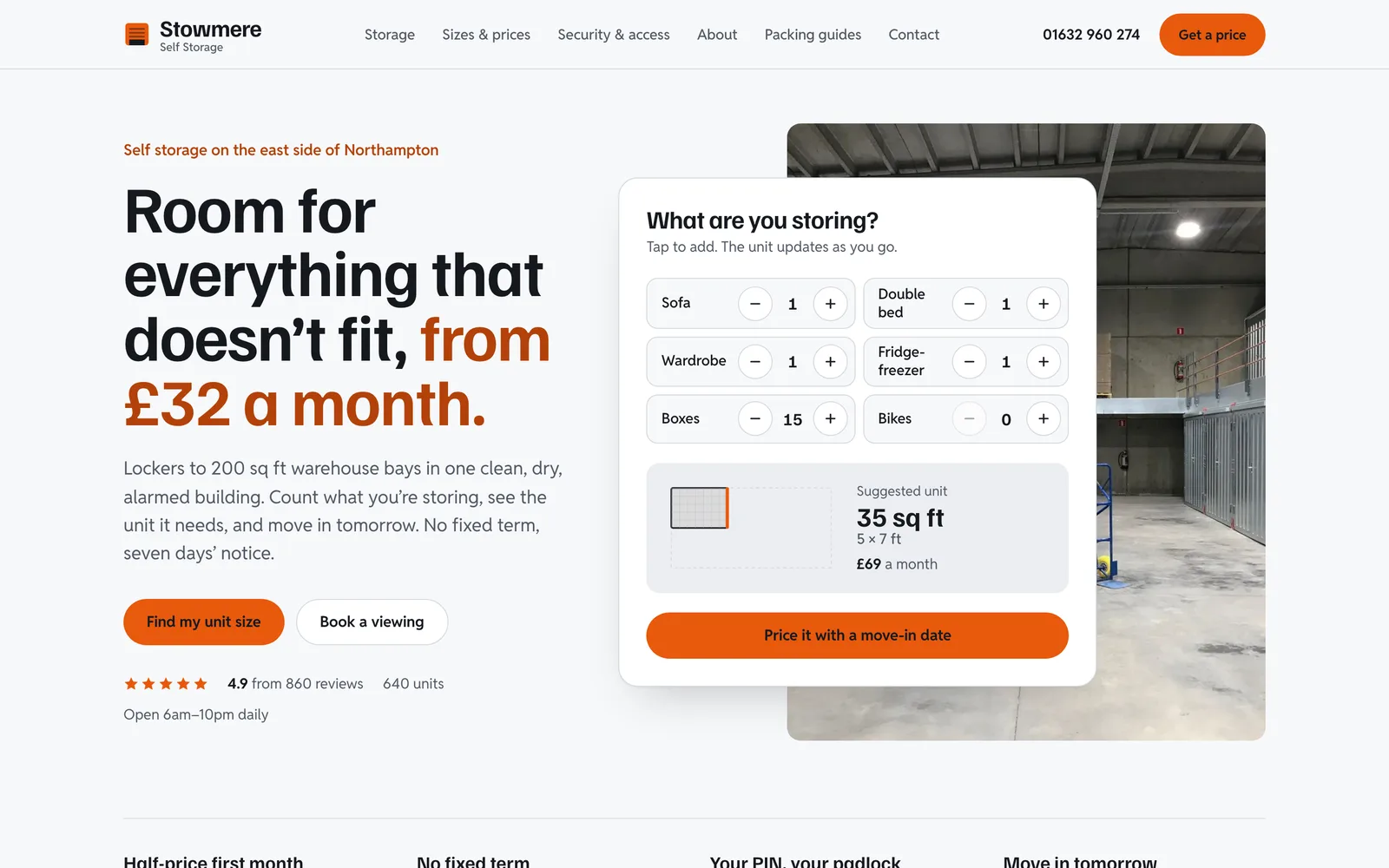 Self Storage Website Template — the STOWMERE SELF STORAGE homepage