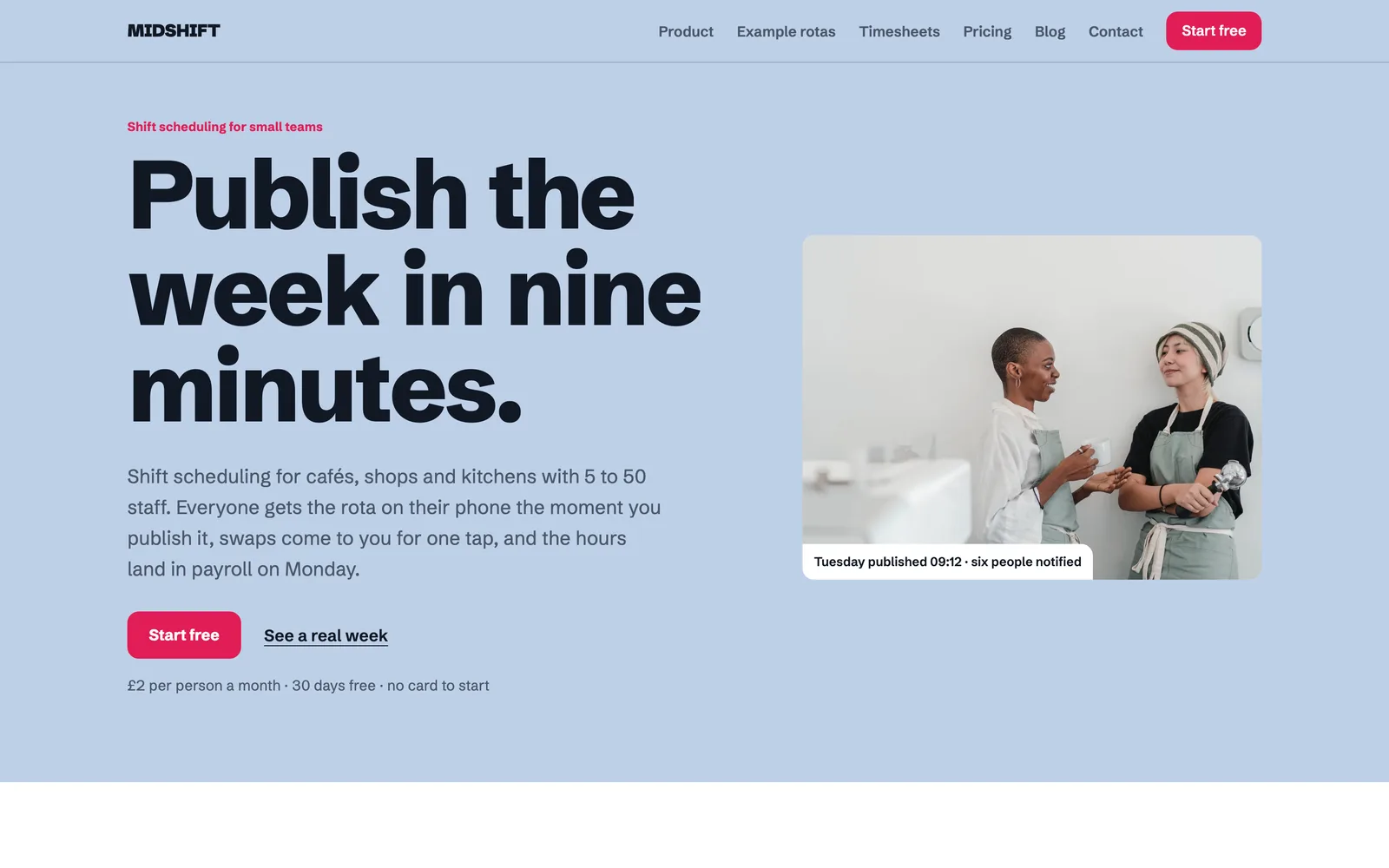 The MIDSHIFT landing page at desktop width