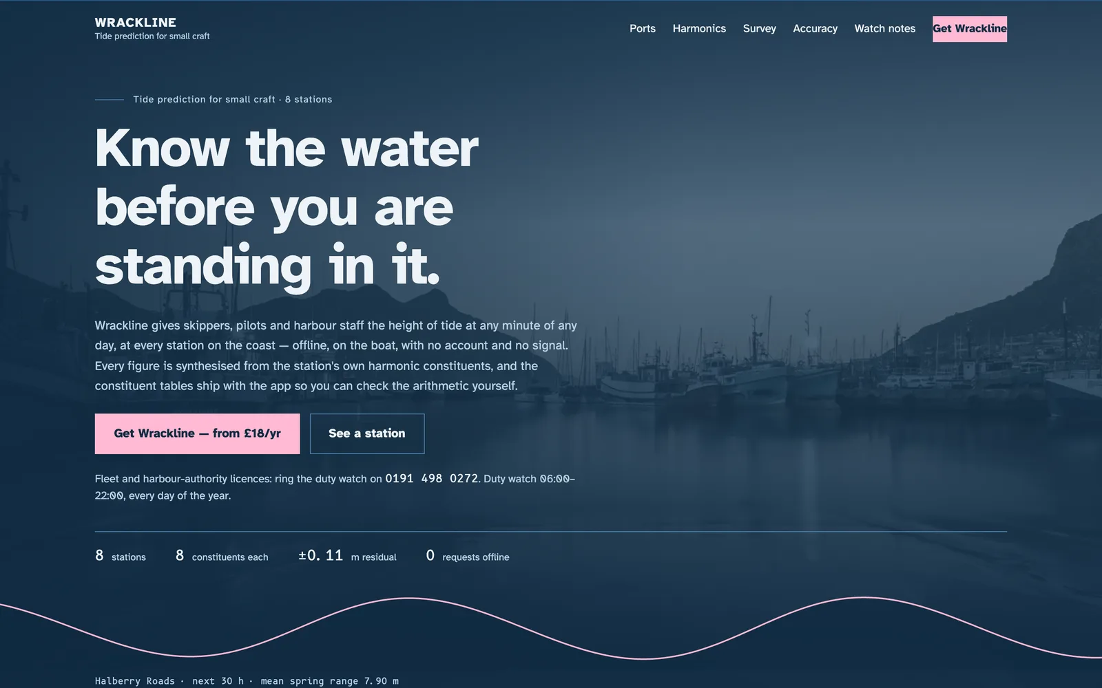 The WRACKLINE landing page at desktop width