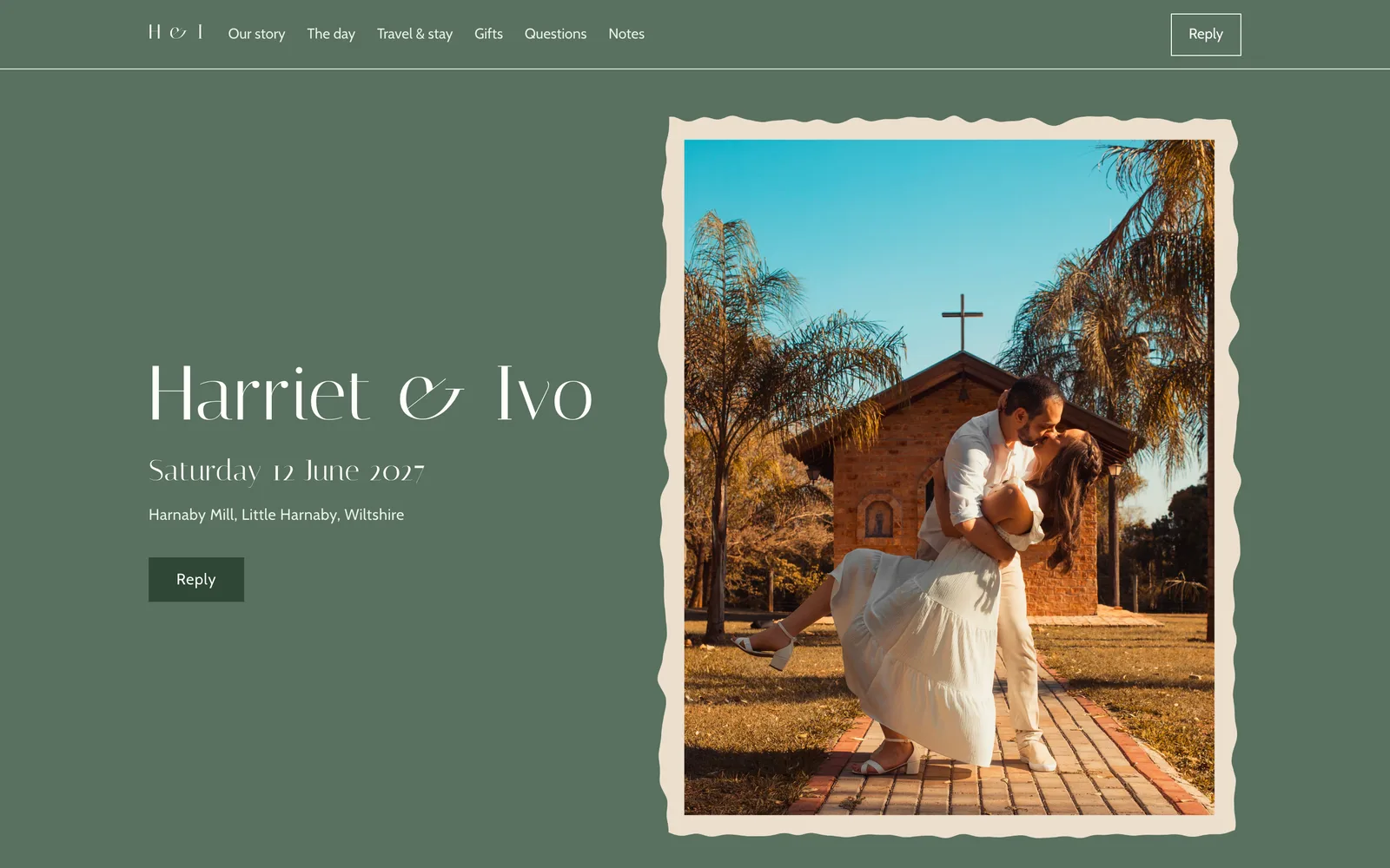 The HARRIET & IVO landing page at desktop width