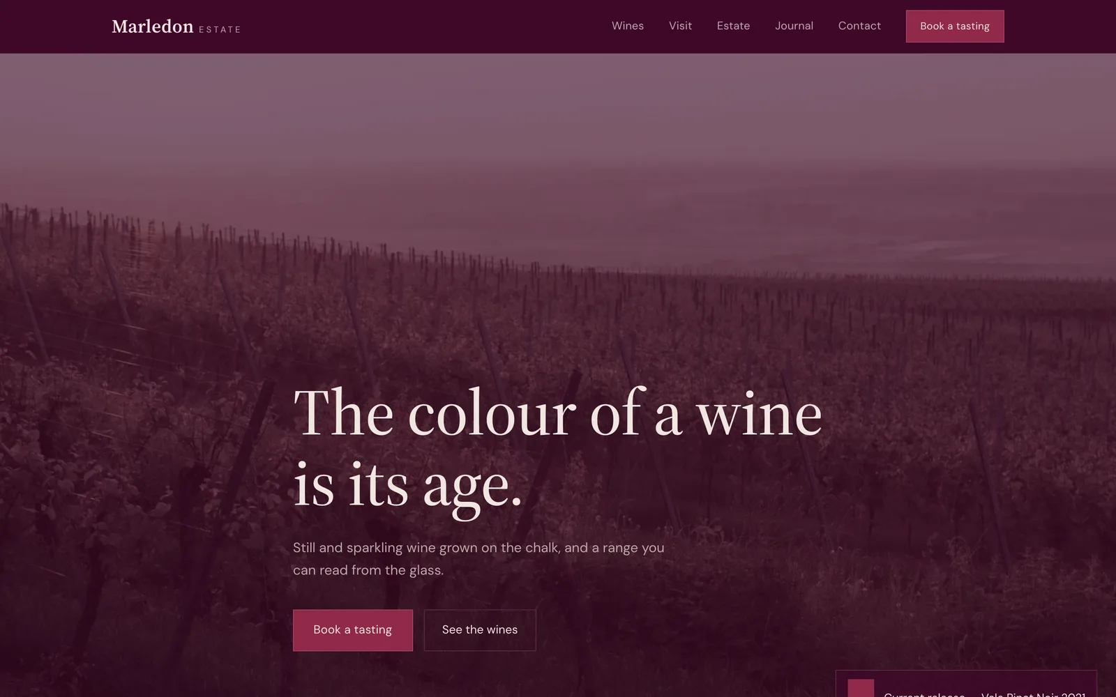 The MARLEDON ESTATE landing page at desktop width